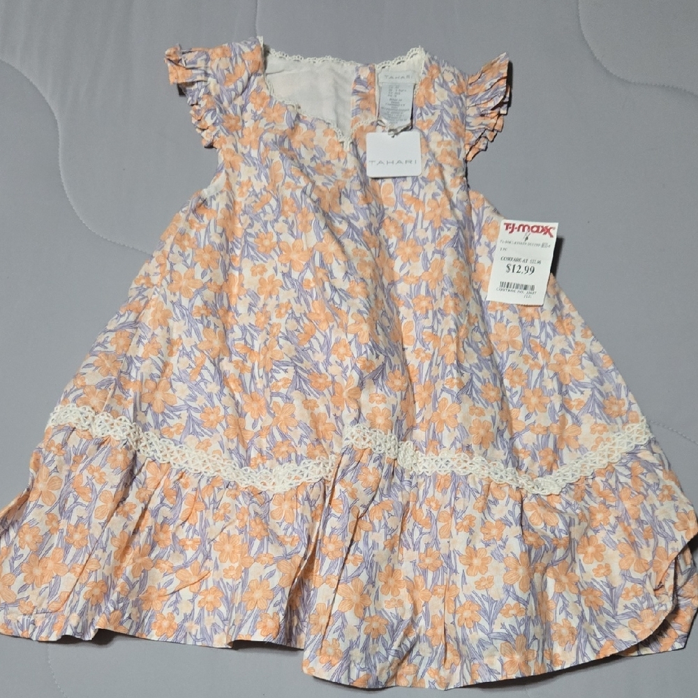Tahari Orange and Blue Floral 4T Dress